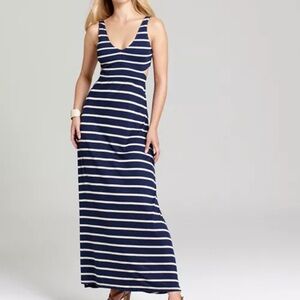 Vintage Havana Navy and Cream Striped Maxi Dress